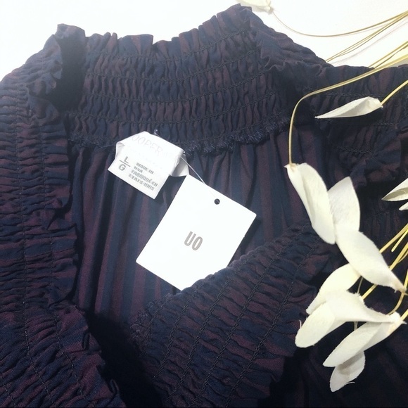 COOPERATIVE OTS Flutter Sleeve Dress in Wine/Navy - Picture 6 of 7